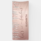 60 Fantastisch verjaardagsfeest roos goudglitter z Spandoek (Verticaal)