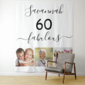 60 feestelijke verjaardag met aangepaste foto verr wandkleed (In situ)
