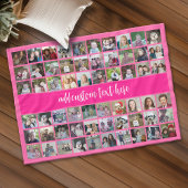 60 Foto Collage Grid - Script Text - hot roze Fleece Deken