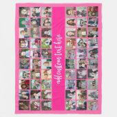 60 Foto Collage Grid - Script Text - hot roze Fleece Deken (Voorkant)