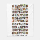 60 Foto Collage Raster - Aangepaste Tekst - Wit Fleece Deken (Voorkant)