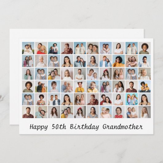 60 Fotocollage Naam toevoegen/Verjaardag Kaart beg (Voorkant / Achterkant)