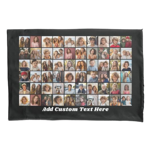 60 Fotocollage Raster - Script Text - zwart Kussensloop (Voorkant)
