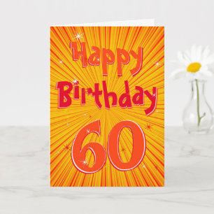 60 Fun Radial Sunburst Oranje 60th Birthday Kaart