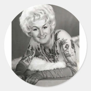 '60 Getatoeëerde dame Ronde Sticker