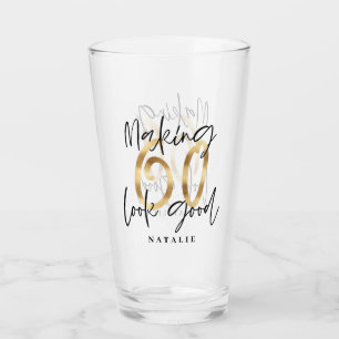 60 goed laten lijken gouden verjaardag glas