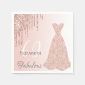 60 heerlijke verjaardagsdag roos gouden jurk glitt servet (Voorkant)