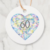 60 jaar diamanten hart waterverf kunst stickers bedankjes labels (Voorkant)