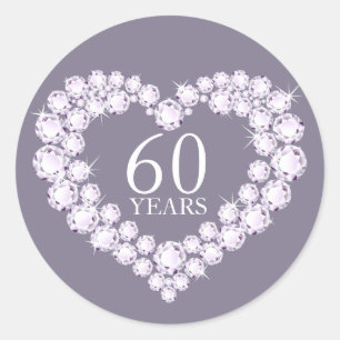 60 jaar Diamond Heart Grey & White stickers