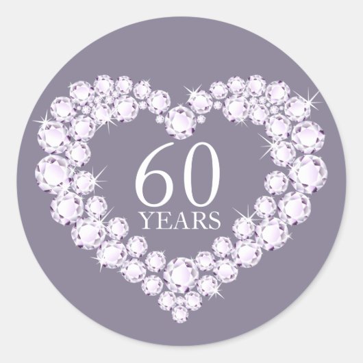 60 jaar Diamond Heart Grey & White stickers (Voorkant)