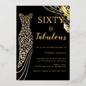 60 jaar en 60 jaar goudddgestressen folie uitnodiging (Voorkant)