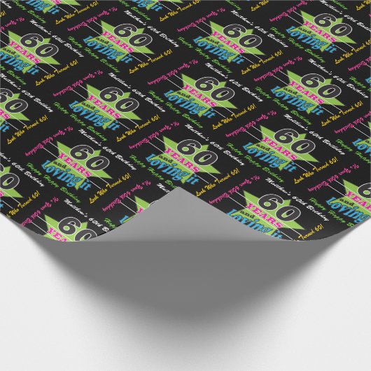 60 jaar en liefhebbend - 60e verjaardag cadeaupapier (Hoek)