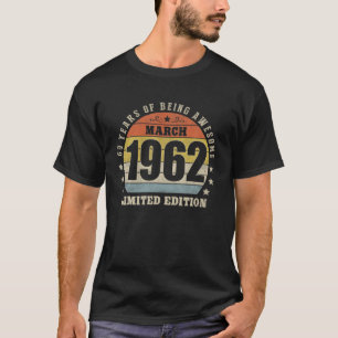 60 jaar Geweldige verjaardag op 1 maart T-shirt