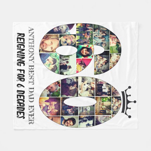 60 jaar herinneringen in een collage fleece deken (Voorkant (Horizontaal))