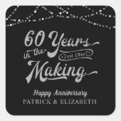 60 JAAR IN HET MAKING Jubileum Black Silver Vierkante Sticker (Voorkant)