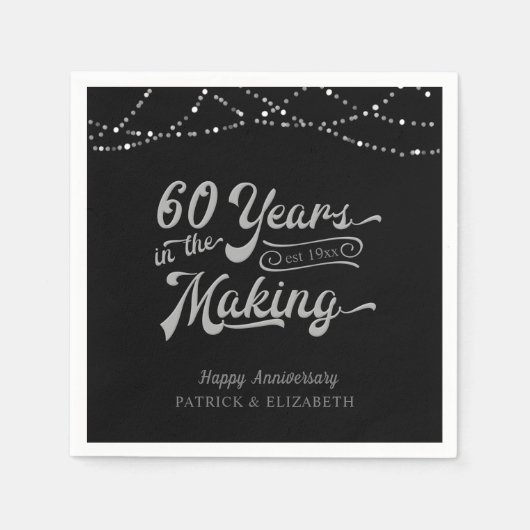 60 JAAR IN WORDING 60ste Jubileum Verlichting Servet (Voorkant)