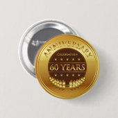 60 jaar Jubileum Gold Ronde Button 5,7 Cm (Voorkant /achterkant)