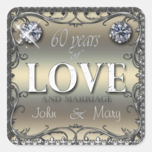 60 jaar liefde vierkante sticker