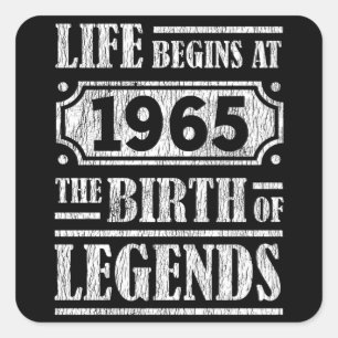 60 jaar oud 1965 Geboorte van de legende 60ste ver Vierkante Sticker