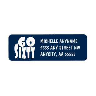 60 jaar oud in grote vetgedrukte letters etiket