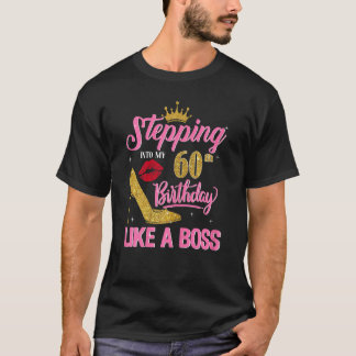 60 jaar oud stappen in 60e verjaardag als een B T-shirt