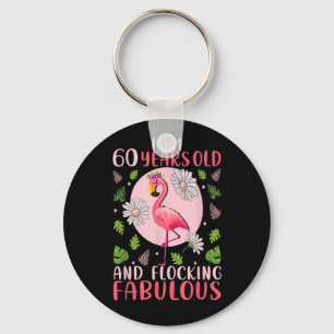 60 jaar oude en flocking Fabulous - Flamingo Love Sleutelhanger