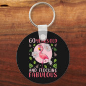 60 jaar oude en flocking Fabulous - Flamingo Love Sleutelhanger (Voorkant)