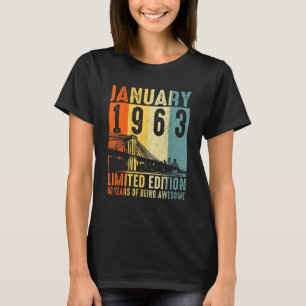 60 jaar oude geschenken  januari 1963 60ste geboor t-shirt