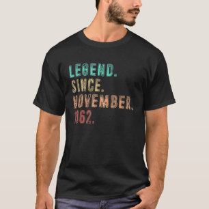 60 jaar oude leggende sinds november 1962 60e gebo t-shirt