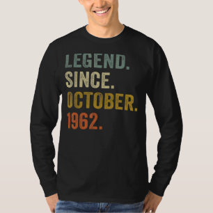 60 jaar oude leggende sinds oktober 1962 60e geboo t-shirt