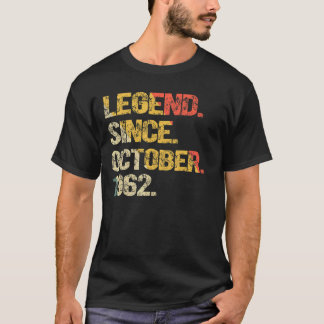 60 jaar oude leggende sinds oktober 1962 60e geboo t-shirt