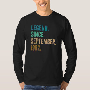60 jaar oude leggende sinds september 1962 60e geb t-shirt