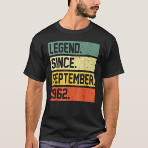 60 jaar oude leggende sinds september 1962 60e her t-shirt
