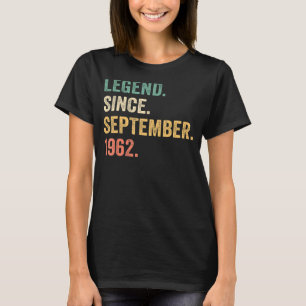 60 jaar oude leggende sinds september 1962 60e her t-shirt