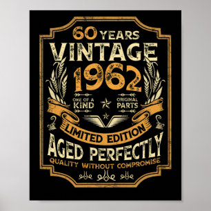 60 jaar oude Vintage 1962 60e verjaardag Poster