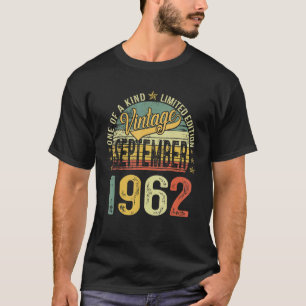 60 jaar oude Vintage september 1962 60e dag T-shirt