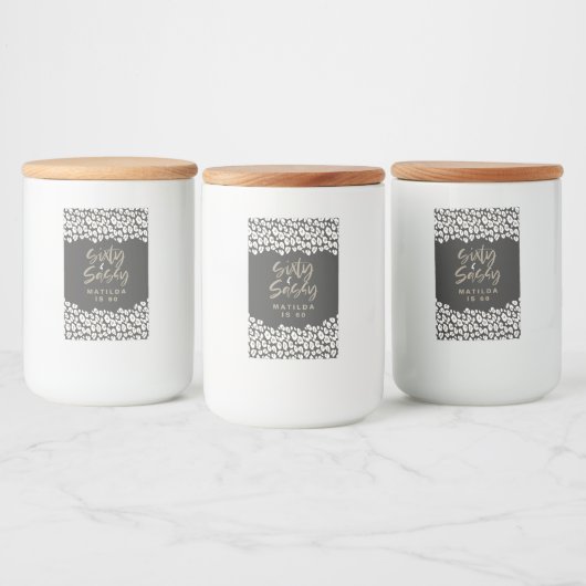 60-jarige luipaard en sassy 60ste verjaardag voedselcontainer etiket (Flessen)