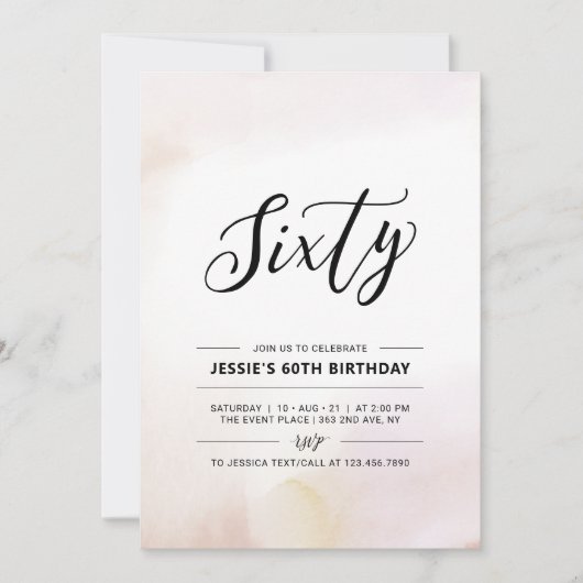 60 | Minimale Waterverf 60e verjaardag van de gebo Kaart (Voorkant)