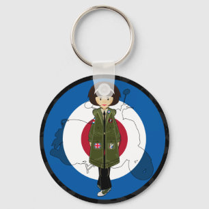 60 Mod Girl in Parka met Scooter Sleutelhanger