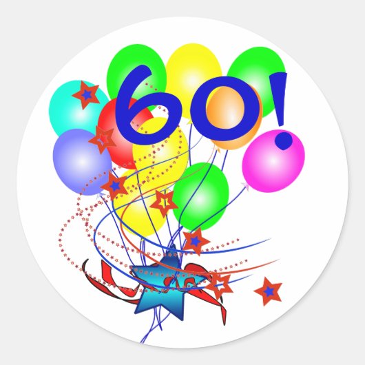 60! Ou N'Importe Quel Âge Ballons Stickers Rond An (Devant)
