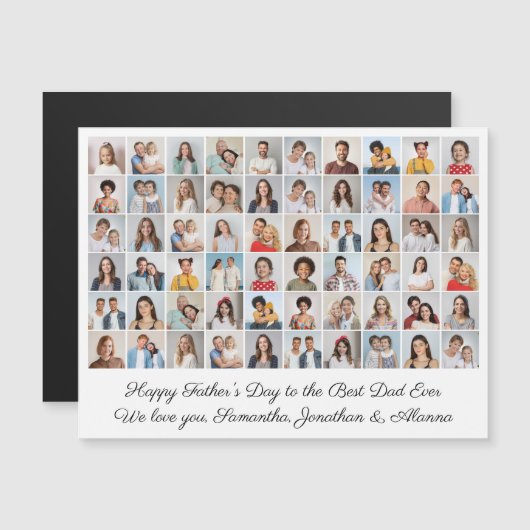 60 Photo Collage Happy Fête des pères Carte magnét (Devant / Derrière)