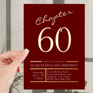60 Red 60th Birthday Party Gold Folie Uitnodiging