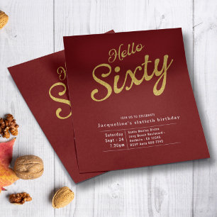 60 Red Gold Budget 60e verjaardag Uitnodiging Flyer