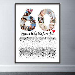 60 redenen waarom we van je houden 60ste verjaarda poster