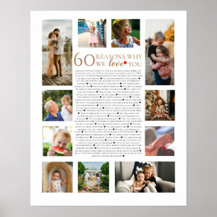 60 redenen waarom we van je houden Fotocollage Ver Poster