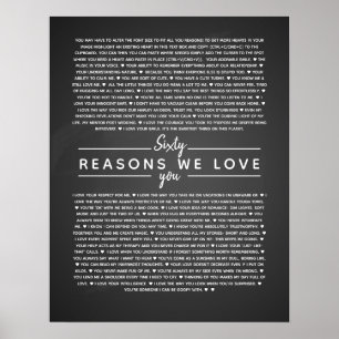60 redenen waarom we van je verjaardagscadeau houd poster