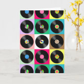 60 Retro Vinyl Record Pop Art Kaart (Gele Bloem)