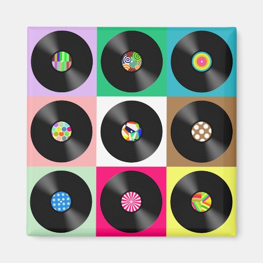 60 Retro Vinyl Record Pop Art Magneet (Voorkant)