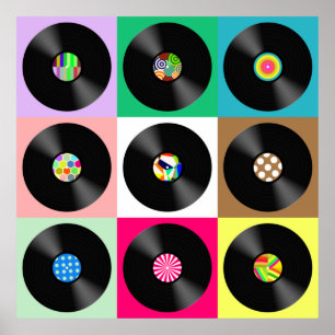 60 Retro Vinyl Record Pop Art Poster