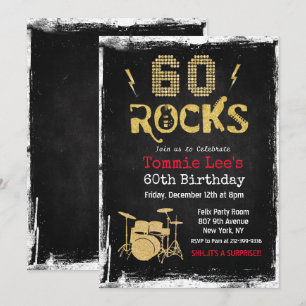 60 Rocks Rockstar Gitaar 60ste Verjaardagsuitnodig Kaart